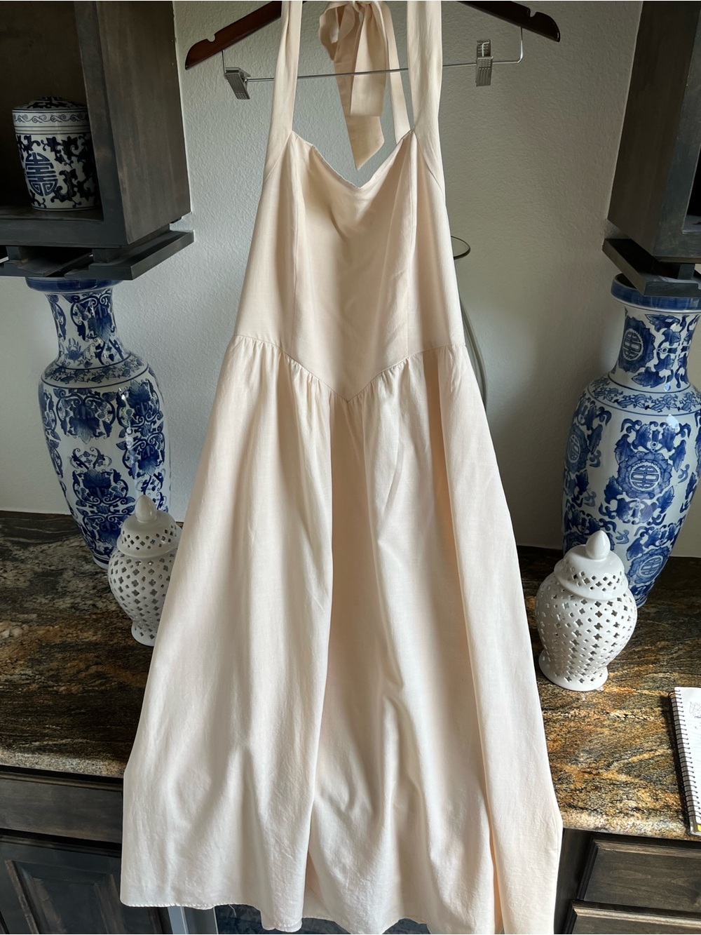 Elegant Cream Maxi Halter Dress